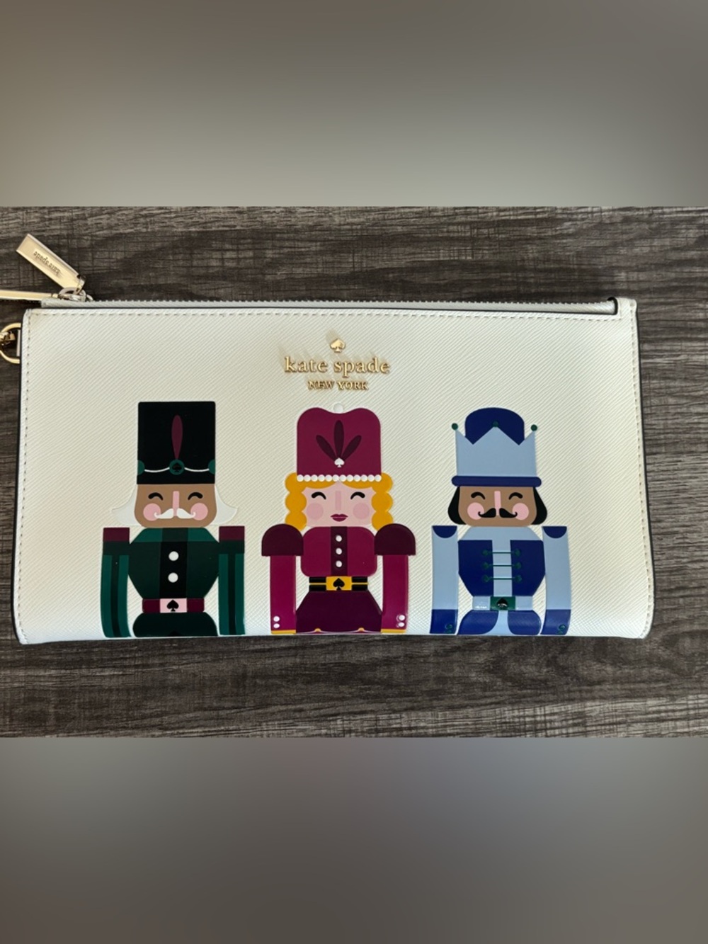 EUC Kate Spade "Oh What Fun" Nutcracker Double Zip Wristlet - Picture 9 of 13
